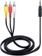 GUY-TECH 5FT Cable AV 3.5mm A/V Plug to 3 RCA Audio Video TV