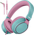 Volume Limited 85/96dB Kids Headphone Over-Ear/On-Ear Foldable Sound Noise Protection Headset with Mic (Cyan)