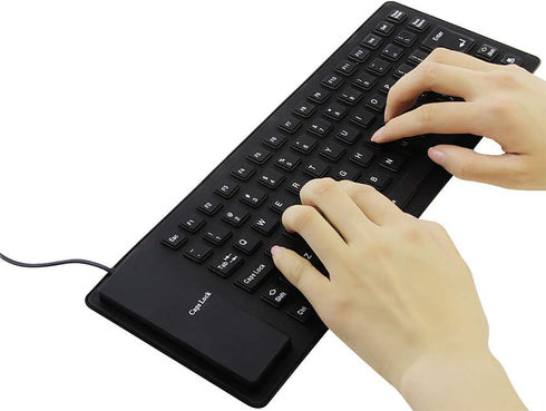 Foldable Silicone Keyboard, USB Wired 85 Keys Waterproof Rollup Silent Typing Soft Touch Keyboard for PC Notebook Laptop(Black)