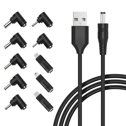 Belker 10-in-1 Universal 5V DC Power Cable,USB to DC 5.52.1mm Plug with