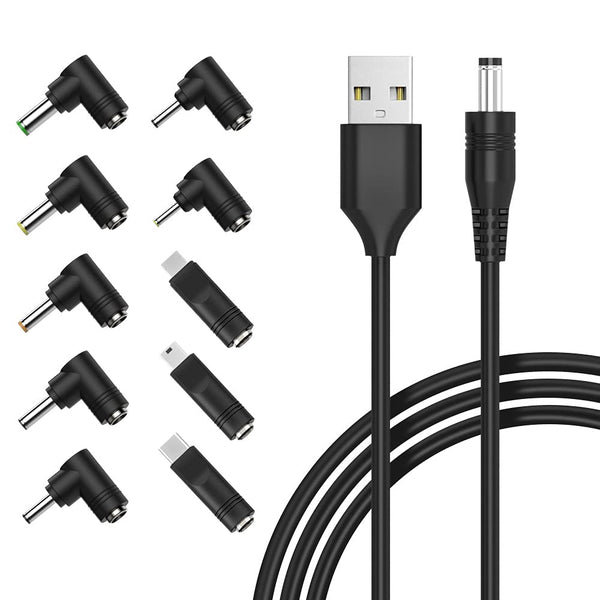 Belker 10-in-1 Universal 5V DC Power Cable,USB to DC 5.52.1mm Plug with