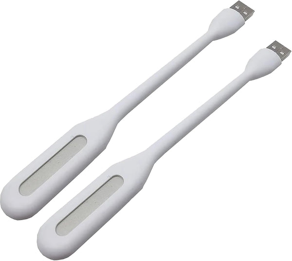 Mini USB Light, Portable Book Reading Lamp with 6 LEDs, USB Powered Flexible Night Light - 2 Pack (White)