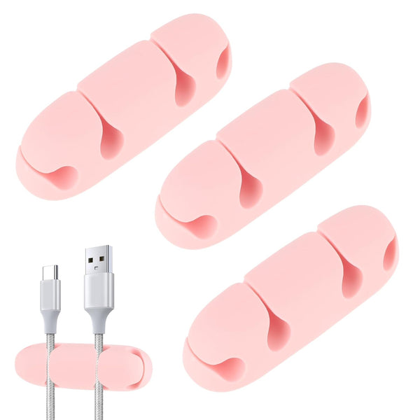 3PCS Cable Clips, Cute Pink Cord Wire Organizer, Electrical Cable Management Holders for Office and Home Desk