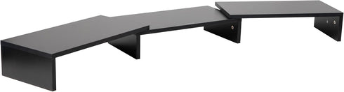 Mind Reader Dual Monitor Stand, Height Adjustable Desktop Organizer, Laptop Riser, 51.25" L x 9.25" W x 4.75" H, Black