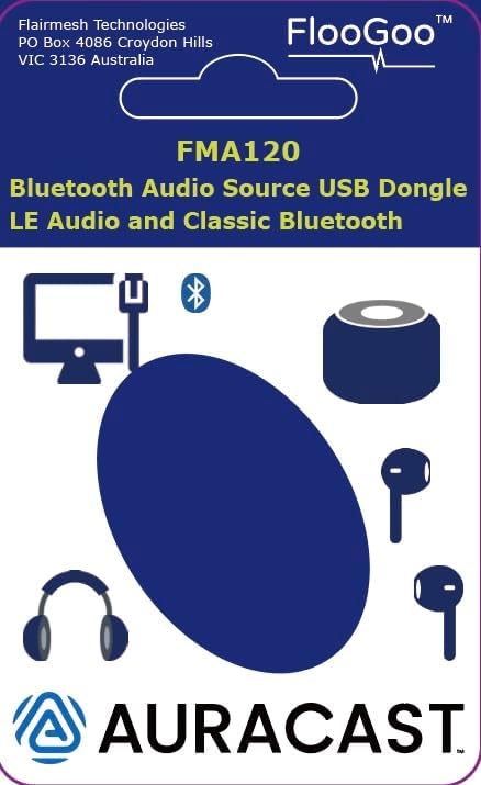 FMA120 Bluetooth V5.4 Dual-Mode Dongle, Supports aptX Lossless, Low Latency Gaming, Auracast, LE Audio