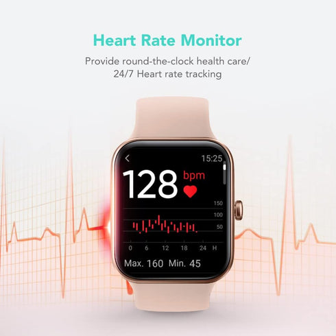 SKG Smart Watch for Women, Fitness Tracker with 5ATM Swimming Waterproof, Sleep Monitor, 1.7'' Touch Screen Smartwatch Fitness Watch for Android-iPhone iOS,V7 Pink