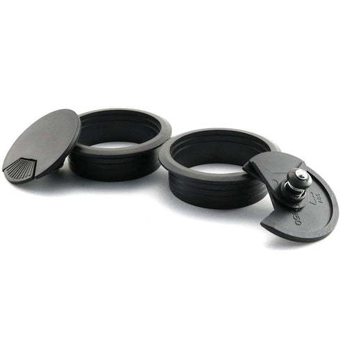 HJ Garden 2pcs Desk Wire Cord Cable Grommets, 2.8"L x 2.8"W Hole Cover for Office PC Cable Organizer, Black