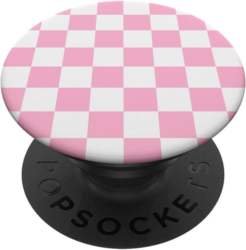 Cute Pastel Baby Pink Off White Checker Pattern Design PopSockets Swappable PopGrip