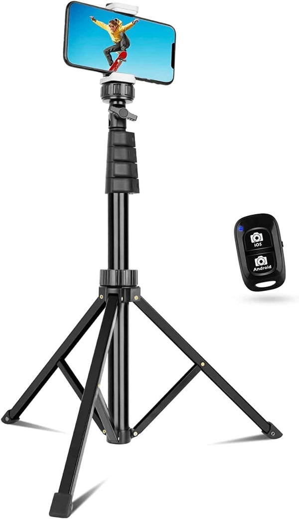 SENSYNE 62" Phone Tripod & Selfie Stick, Extendable Cell Phone Tripod Stand with Wireless Remote