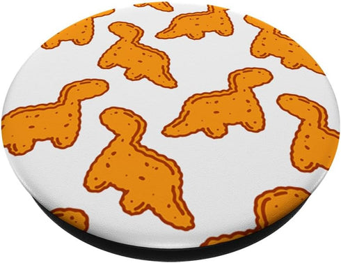 PopSockets PopGrip: Swappable Grip for Phones & Tablets, Cute Dino T-Rex Chicken Nugget Pattern Funny Tyrannosaurus