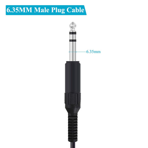 Fancasee 2 Pack Replacement 6.35mm Male Plug to Bare Wire Open End TRS 3 Pole Audio Cable for Repair