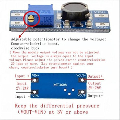 5pcs 28V 2A HiLetgo DC-DC Step Up Converter Booster Power Supply Module Boost Step-up Board MAX Output