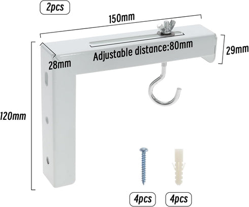 The Lord of the Tools Projector Screen L-Bracket Mounting Hanger Holder, Adjustable Extension with Hook for 20KG