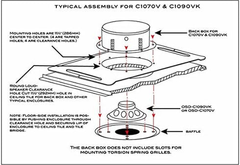 OSD Audio 8" Commercial 70V Ceiling Professional Speakers, White, Single C1070