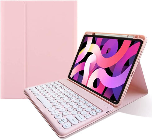 Keyboard Case for iPad Pro 11 inch M4, Cute Round Keys with Mouse, Detachable Bluetooth Keyboard Slim Smart Cover,