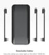 HALO 10000 AC, 10,000mAh Internal Battery with Built-in AC Wall Plug & Charging Cables, Black