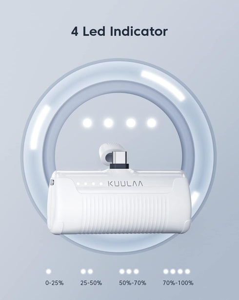 Kuulaa Portable Charger USB C Power Bank 4500mAh - Compact Battery Pack Compatible with iPhone 15, Samsung Galaxy,