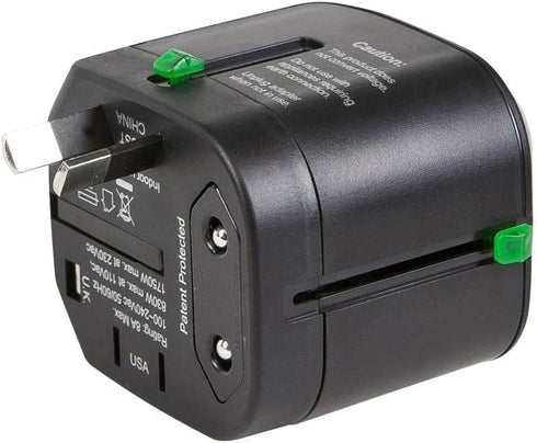 Monoprice Compact Cube Universal Travel Adapter, Supports International Power Outlets in Black