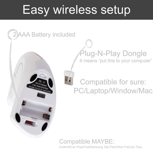 Left Handed Wireless Mouse – Ergonomic Vertical Design, Also for Gaming, Compatible with Windows/macOS, Laptop, PC,