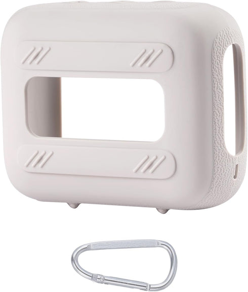 Silicone Cover Case for JBL Go 4 Waterproof Bluetooth Speaker, Portable Travel Case with Carabiner - Grey