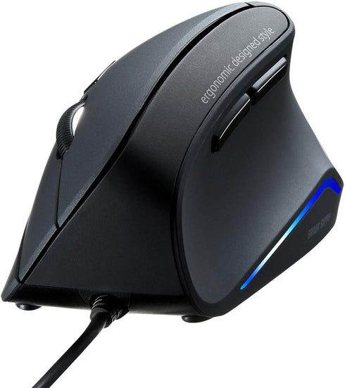 SANWA Wired Ergonomic Mouse, Optical Vertical Computer Mouse, 1000/1600 Adjustable DPI, Compatible with MacBook