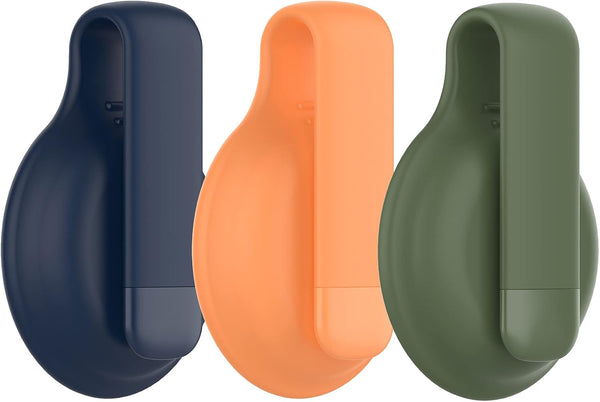 Clip Holder Compatible with Apple Airtags Tracker Finder, Soft Silicone Protective Case (Dark Green, Navy Blue, Orange)