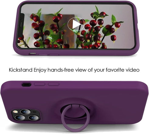 MOCCA iPhone 12 Pro Max Case 6.7 inch, Grape | Anti-Scratch Shockproof Protective Case with Ring Kickstand