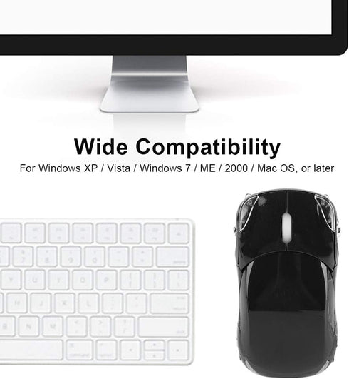 Yoidesu Wireless Mouse, 2.4G High-Precision Optical Mouse with Receiver Compartment, Mini Bluetooth Mouse (Black)