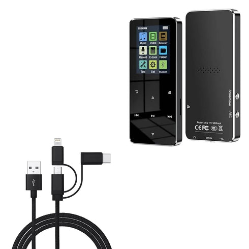 BoxWave Cable Compatible with RIJAHO 32GB MP3 Player (1.8 in) - AllCharge 3-in-1