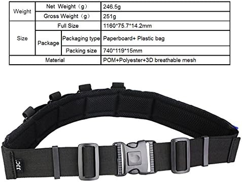 JJC GB-1 Adjustable Photography Utility Belt, Wrist Waistband Belt for Carrying Gear Bag Case, Lens Pouch, Flash
