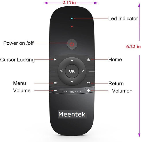 W1 Universal TV Remote Air Mouse, Wireless Keyboard Fly Mouse, 2.4GHz Connection for Nvidia Shield/Android TV/PC