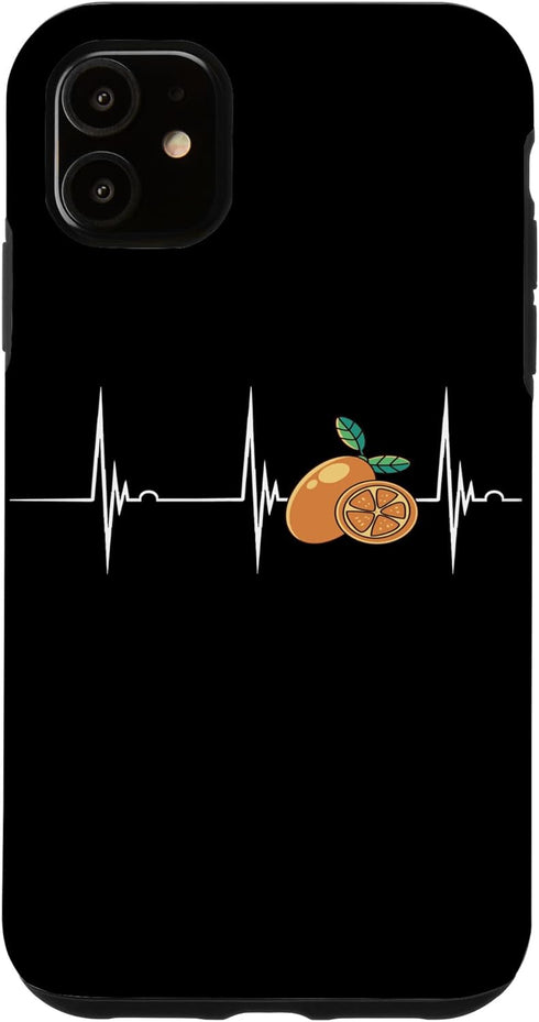 Funny Citrus Fruit Tart Kumquat Lover Heartbeat EKG Pulse Citrus Sweet Orange Lover Kumquat Case for iPhone 11