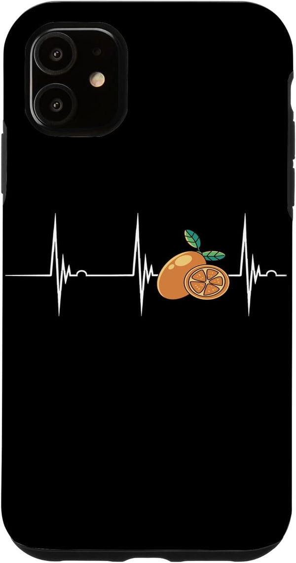 Funny Citrus Fruit Tart Kumquat Lover Heartbeat EKG Pulse Citrus Sweet Orange Lover Kumquat Case for iPhone 11