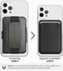 Sinjimoru M-Card Zip Navy for MagSafe Wallet - Secure Hard Lock Magnetic Card Holder as a MagSafe Stand and Grip for