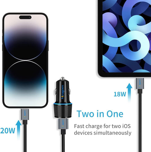 Fast USB C Car Charger, Meagoes 20W PD Rapid Charging Adapter for Apple iPhone 14 Pro Max/14 Pro/13/12/11/XS