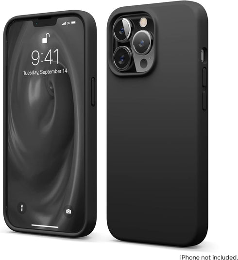 Elago iPhone 13 Pro Case - Slim Liquid Silicone, Full Body Protection, Soft Microfiber Lining, 6.1" (Black)