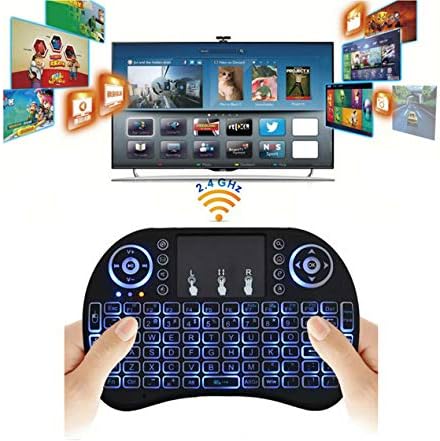 Wireless Mini Keyboard Remote Control with Touchpad Mouse Combo, RGB Backlit for Android TV Box Smart TV