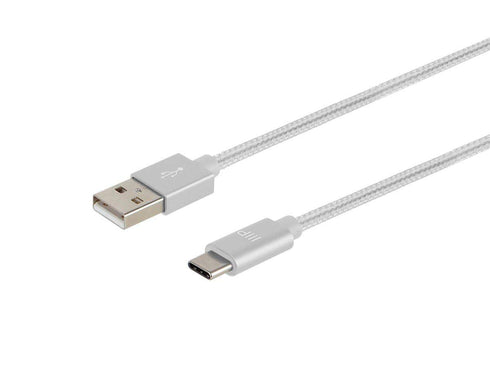Monoprice Palette Series USB 2.0 Type-C to Type-A Charge and Sync Cable - 10 Feet - White, Up to 3A/60W