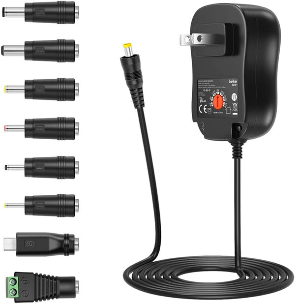 Belker 30W Universal AC DC Adapter Power Supply for LED Light Strip, Router, Speaker, Smart Phone, Tablet, CCTV