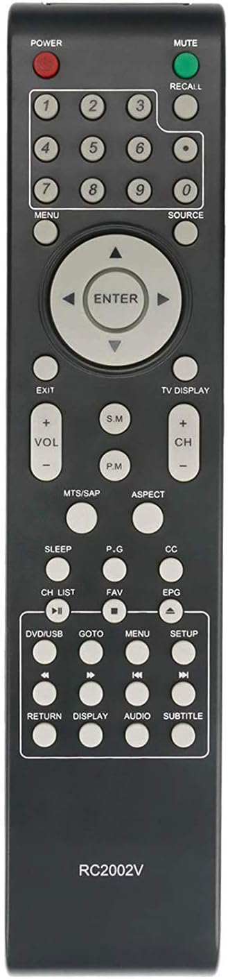 Allimity Remote Control Replacement RC2002V for VIORE TV Models LCD19VX60PB1, LCD22VH56, LCD26VH56