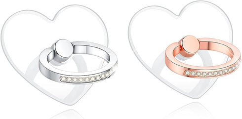 lenoup Transparent Heart Cell Phone Ring Holder Kickstand,Bling Bling Sparkle Diamond Clear Heart