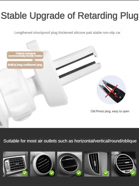 Elegant Flower Crystal Air Vent Phone Holder, Car Cellphone Mount Clip, Nice Gift for Smartphone (White Flower)