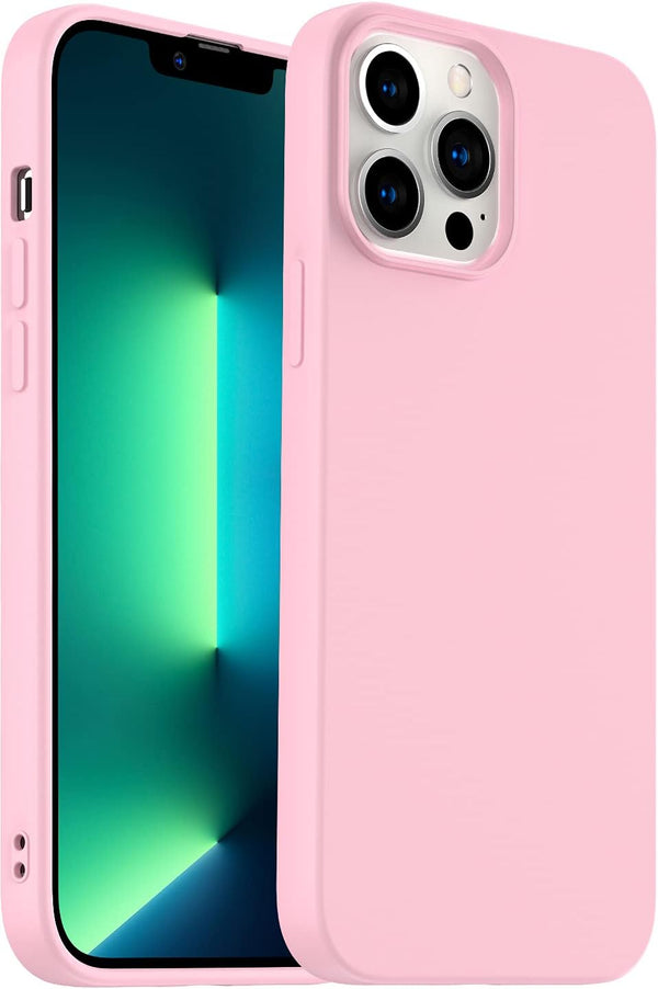 iPhone 13 Pro Max Case, Silicone Ultra Slim Shockproof with Soft Anti-Scratch Microfiber Lining - Pink