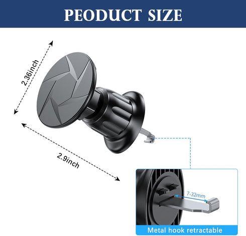 Magnetic Phone Holder for Car, 2023 New Upgraded N52 Super Magnetic Phone Mount for Car Vent with 360° Rotation,
