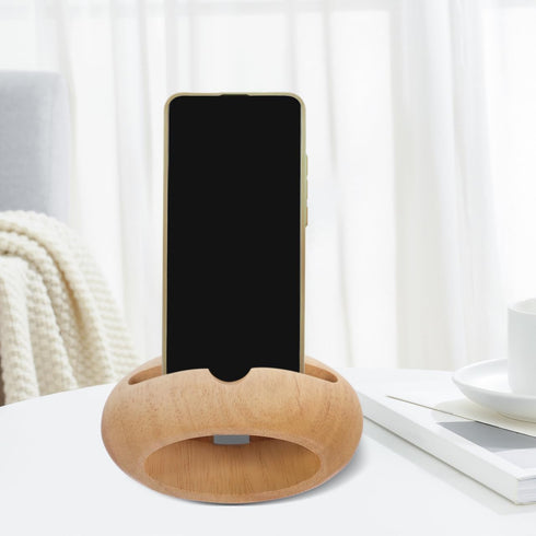 Hemobllo 4.33X3.54X1.57In Wooden Cell Phone Holder Sound Amplifying Smartphone Stand Desktop Bracket for Music Reading