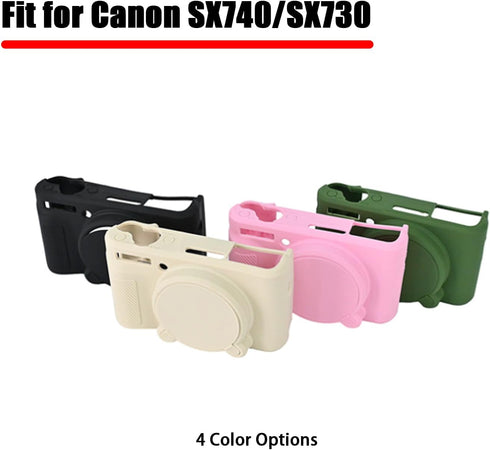 SX740 Silicone Camera Case, Rubber Cover for Canon PowerShot SX740 SX730 HS with Hand Strap