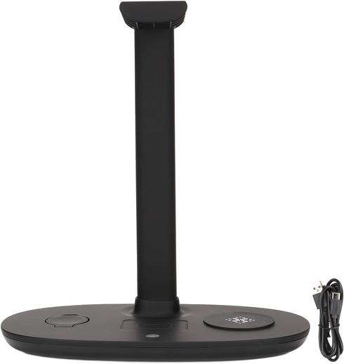 4 in 1 Headphone Stand Charger, Desktop Gaming Headset Holder and Station Dock for iOS & Android, 15W Stable Charger