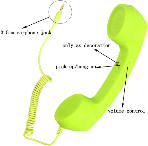 Retro 3.5mm Telephone Handset Cell Phone Receiver, Mic Microphone Speaker for iPhone, iPad, Mobile Phones, Cellphone,