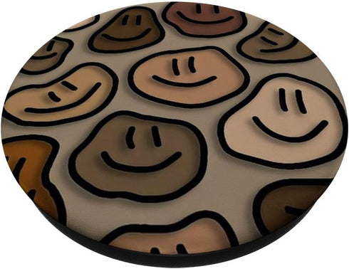 PopSockets Adhesive PopGrip - Trippy Liquid Swirl Dripping Art Aesthetic Beige Smile Face