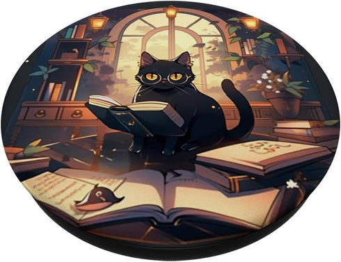PopSockets Standard PopGrip Book Lover Cat Owner Bookworm Reading Literature Librarian